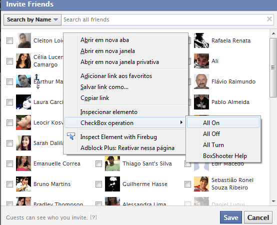 Como selecionar todos os amigos do Facebook e convida-los para um evento