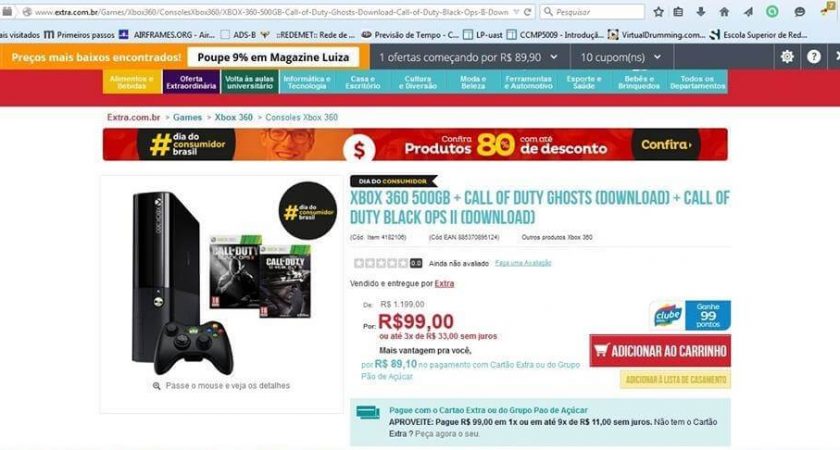 Comprou o Xbox 360 no Extra por R$ 99,00?