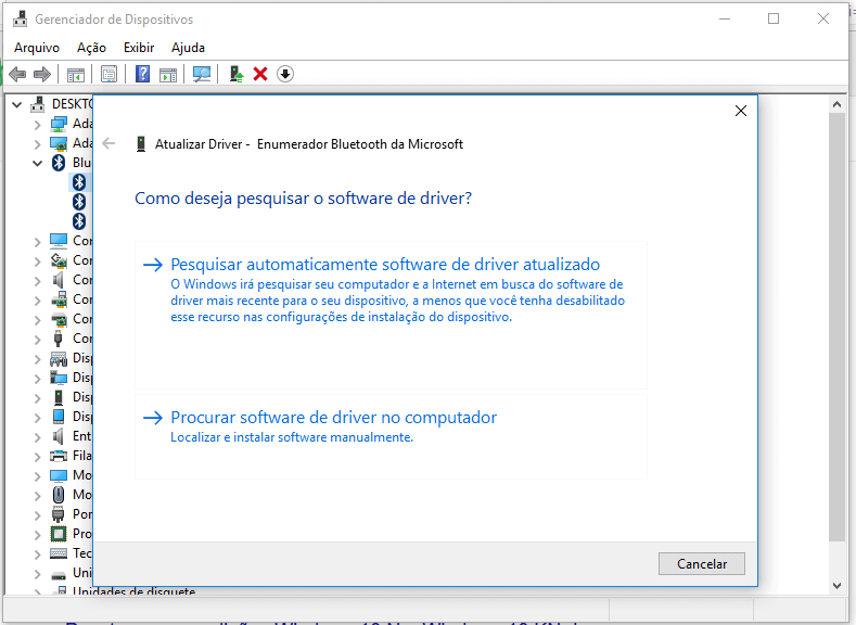 Screenshot do gerenciador de dispositivos do Windows 10