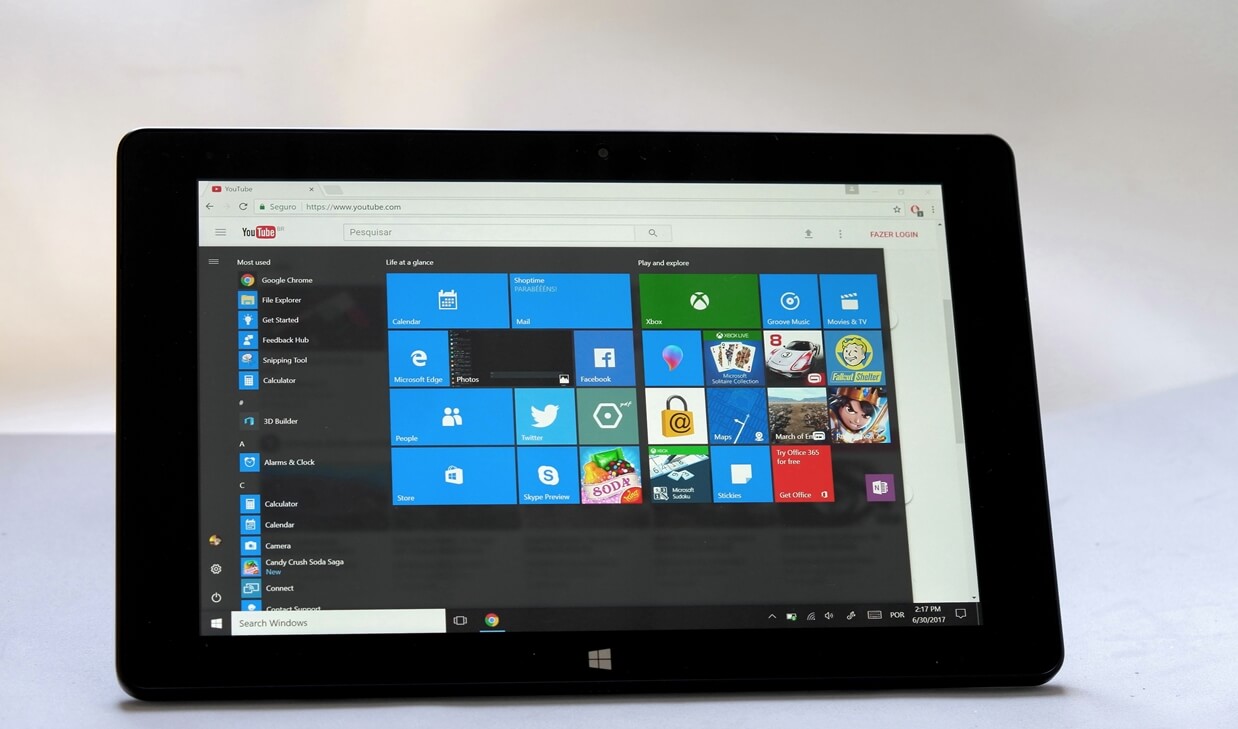 Menu iniciar do Windows 10 do tablet Cube iWork 10